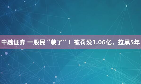 中融证券 一股民“栽了”！被罚没1.06亿，拉黑5年