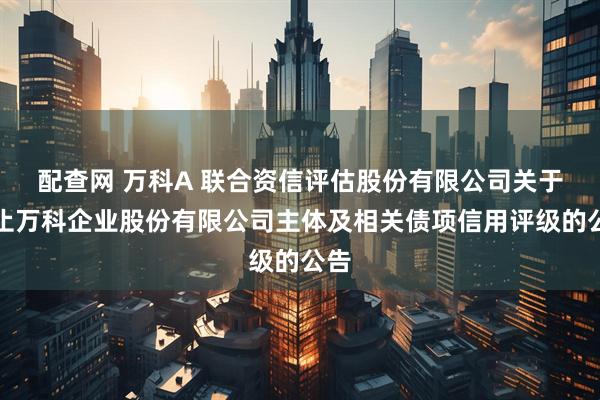 配查网 万科A 联合资信评估股份有限公司关于终止万科企业股份有限公司主体及相关债项信用评级的公告